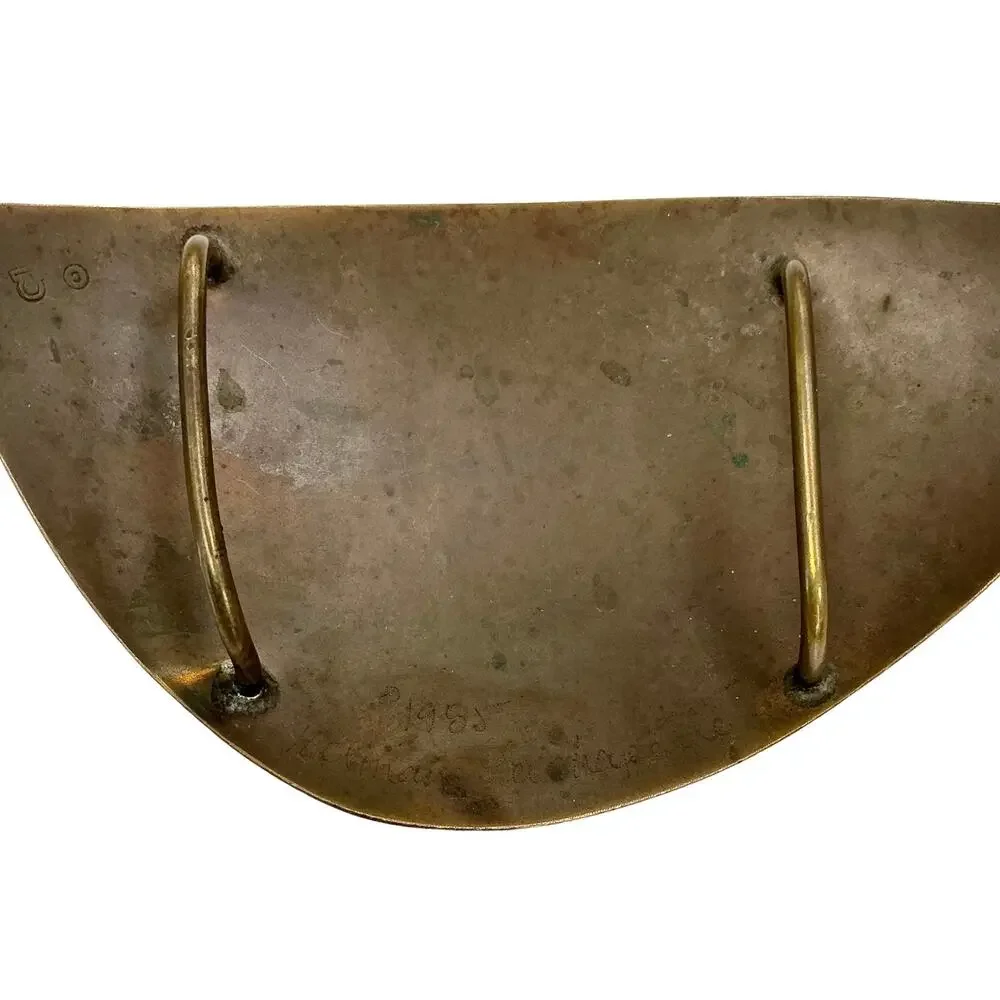 Kerman Lachapelle Vintage Signed 1985 Patina Brass Belt Buckle 5.5 in
